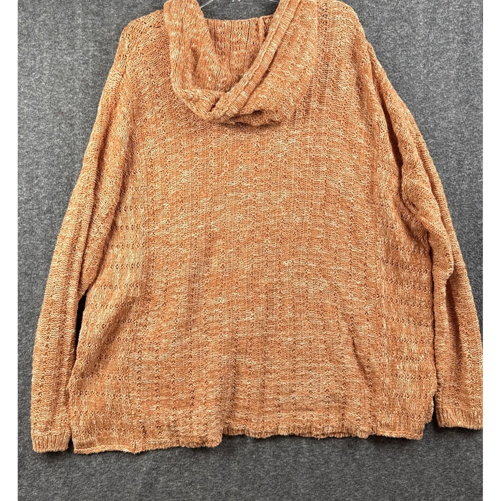 Natural Reflections Sweater Womens Orange Hooded‎ Knit Pullover Pocket - Picture 2 of 8